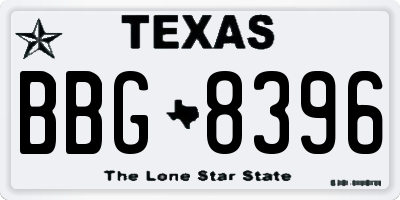 TX license plate BBG8396