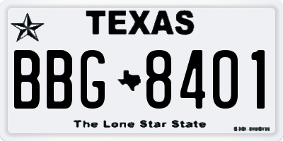 TX license plate BBG8401