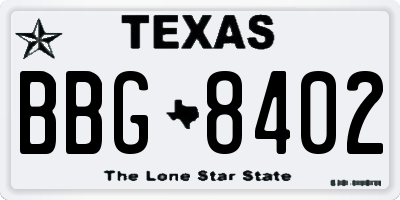 TX license plate BBG8402