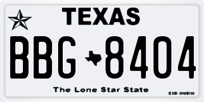 TX license plate BBG8404