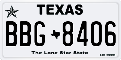 TX license plate BBG8406