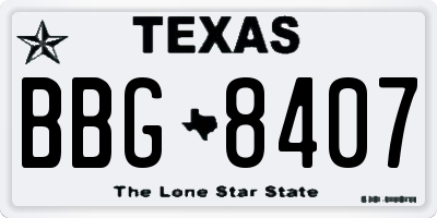 TX license plate BBG8407