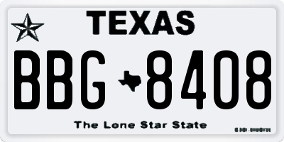 TX license plate BBG8408