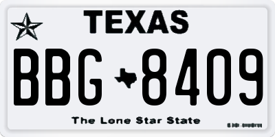 TX license plate BBG8409