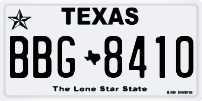 TX license plate BBG8410