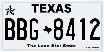 TX license plate BBG8412