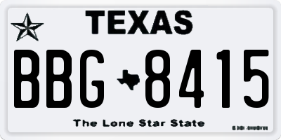 TX license plate BBG8415