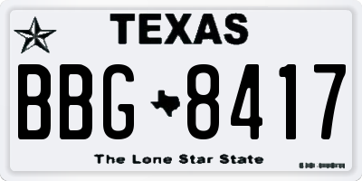 TX license plate BBG8417