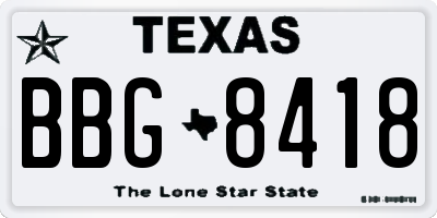 TX license plate BBG8418