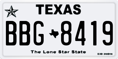 TX license plate BBG8419