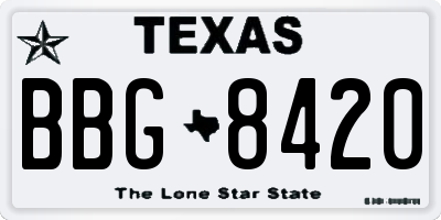 TX license plate BBG8420