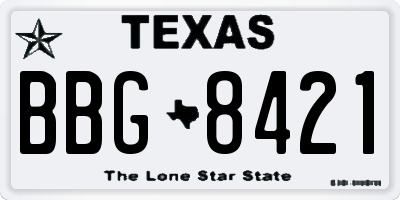 TX license plate BBG8421