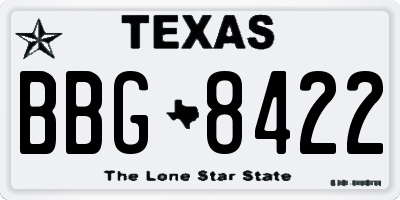 TX license plate BBG8422