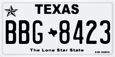 TX license plate BBG8423