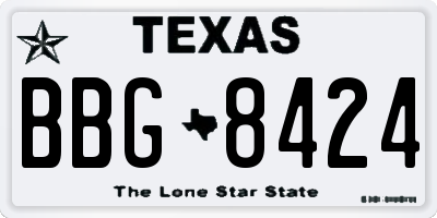 TX license plate BBG8424