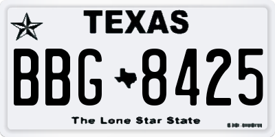 TX license plate BBG8425