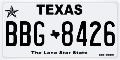 TX license plate BBG8426