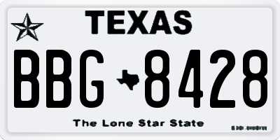 TX license plate BBG8428