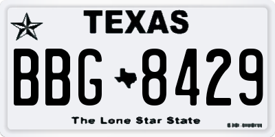 TX license plate BBG8429