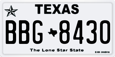 TX license plate BBG8430