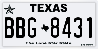 TX license plate BBG8431