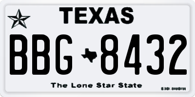 TX license plate BBG8432