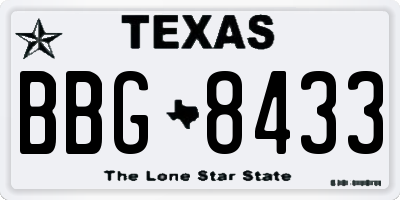 TX license plate BBG8433