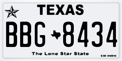 TX license plate BBG8434