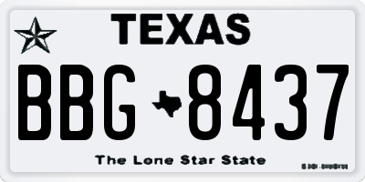 TX license plate BBG8437