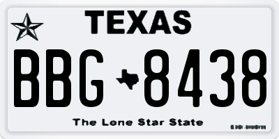 TX license plate BBG8438