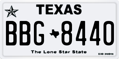 TX license plate BBG8440