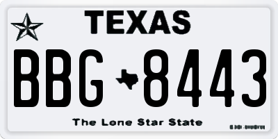 TX license plate BBG8443