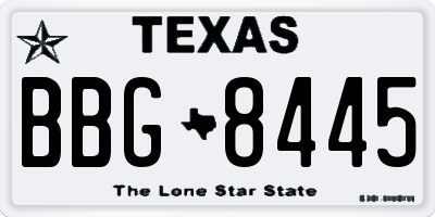 TX license plate BBG8445