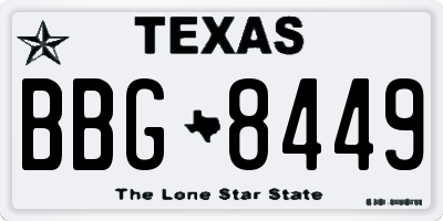 TX license plate BBG8449