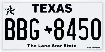 TX license plate BBG8450