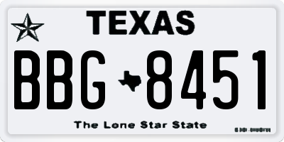 TX license plate BBG8451