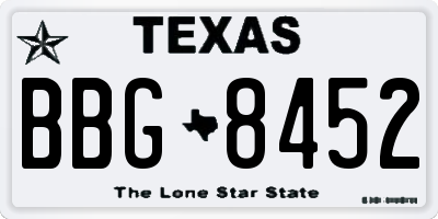 TX license plate BBG8452