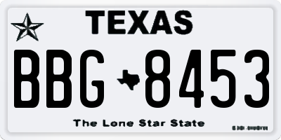 TX license plate BBG8453