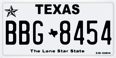 TX license plate BBG8454