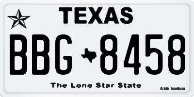 TX license plate BBG8458