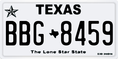 TX license plate BBG8459