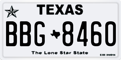 TX license plate BBG8460