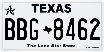 TX license plate BBG8462