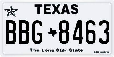 TX license plate BBG8463