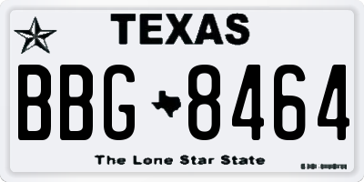 TX license plate BBG8464