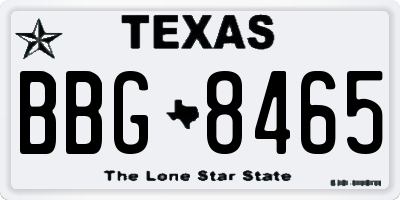 TX license plate BBG8465