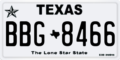 TX license plate BBG8466