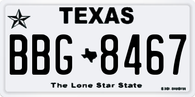 TX license plate BBG8467