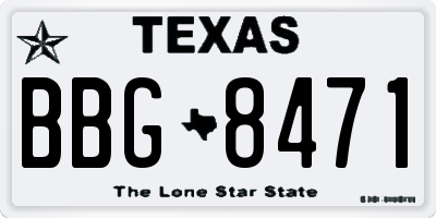 TX license plate BBG8471