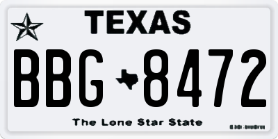 TX license plate BBG8472